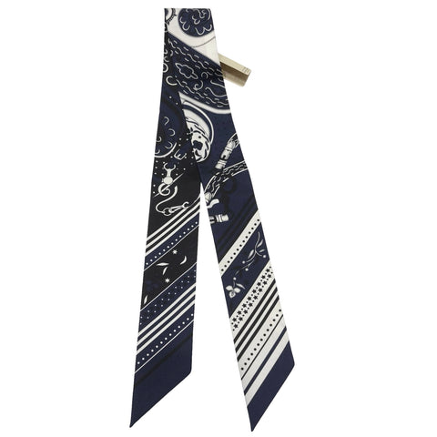 【新品未使用】 Hermes エルメス  ツイリー《アマゾンの祭典・バンダナ》 小物 マリン/白/黒 シルク100% 新品未使用 100%SILK