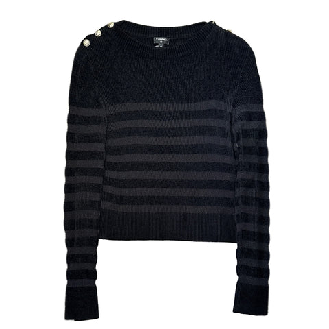 【美品】 CHANEL シャネル SWEATER ココ金ボタン付きニットセーター 40 USED 中古 2020年 CLOTHES 洋服