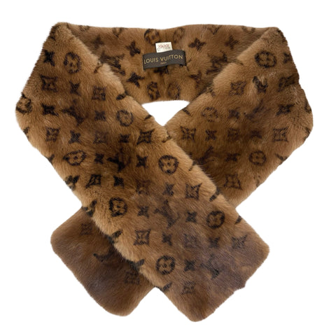 【中古】 LOUIS VUITTON ルイ・ヴィトン MUFFLER マフラー 小物 ブラウン ミンク100％ 中古 BROWN 100% mink