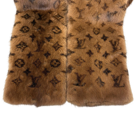 【中古】 LOUIS VUITTON ルイ・ヴィトン MUFFLER マフラー 小物 ブラウン ミンク100％ 中古 BROWN 100% mink