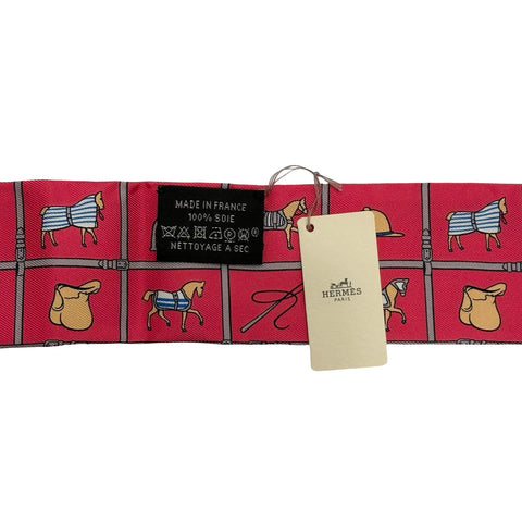 【新品未使用】 Hermes エルメス TWILLY《Couvertures et Tenues De》 ツイリー《馬着》 TWILLY レッド/グレナディーヌ/キャメル/ブルー シルク100％ 新品未使用 SILK100%
