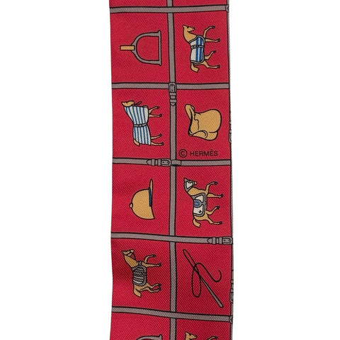 【新品未使用】 Hermes エルメス TWILLY《Couvertures et Tenues De》 ツイリー《馬着》 TWILLY レッド/グレナディーヌ/キャメル/ブルー シルク100％ 新品未使用 SILK100%
