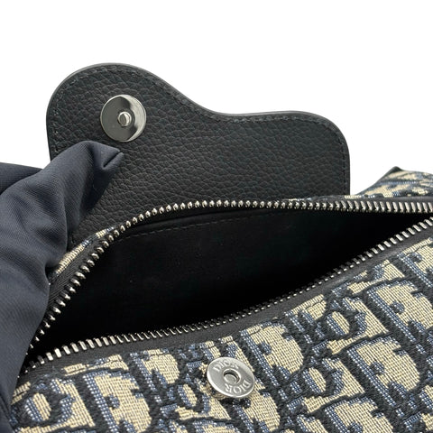 【美品】 Christian Dior クリスチャン ディオール OBLIQUE LINGOT 22 オブリーク ランゴ 22 ショルダーバッグ ネイビー キャンバス/レザー 美品 USED メンズ バッグ