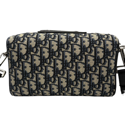 【美品】 Christian Dior クリスチャン ディオール OBLIQUE LINGOT 22 オブリーク ランゴ 22 ショルダーバッグ ネイビー キャンバス/レザー 美品 USED メンズ バッグ