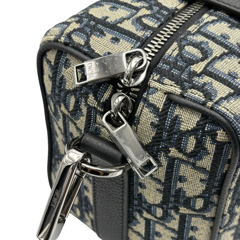 【美品】 Christian Dior クリスチャン ディオール OBLIQUE LINGOT 22 オブリーク ランゴ 22 ショルダーバッグ ネイビー キャンバス/レザー 美品 USED メンズ バッグ