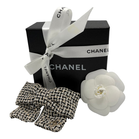 【中古】 CHANEL シャネル TWEED BARRETTE ツイード バレッタ BARRETTE ブラック/ホワイト/ベージュ ツイード 中古 BLACK/WHITE/BEIGE TWEED