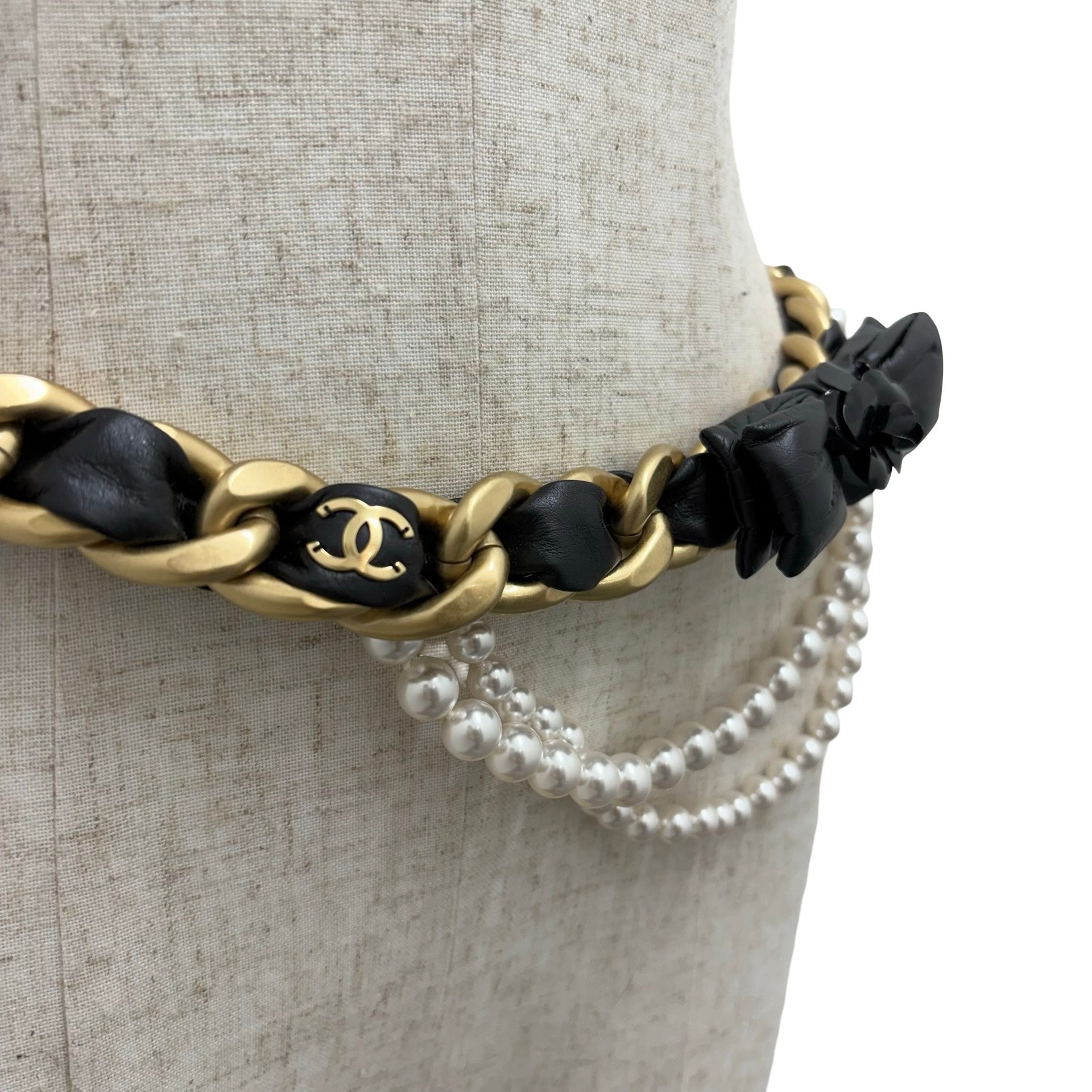 中古】 CHANEL シャネル CHAIN BELT チェーンベルト BELT GP/レザー