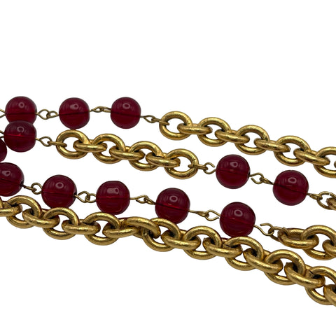 【中古】 CHANEL シャネル NECKLACE ネックレス NECKLACE ゴールド/赤 GP VINTAGE ITEM 中古