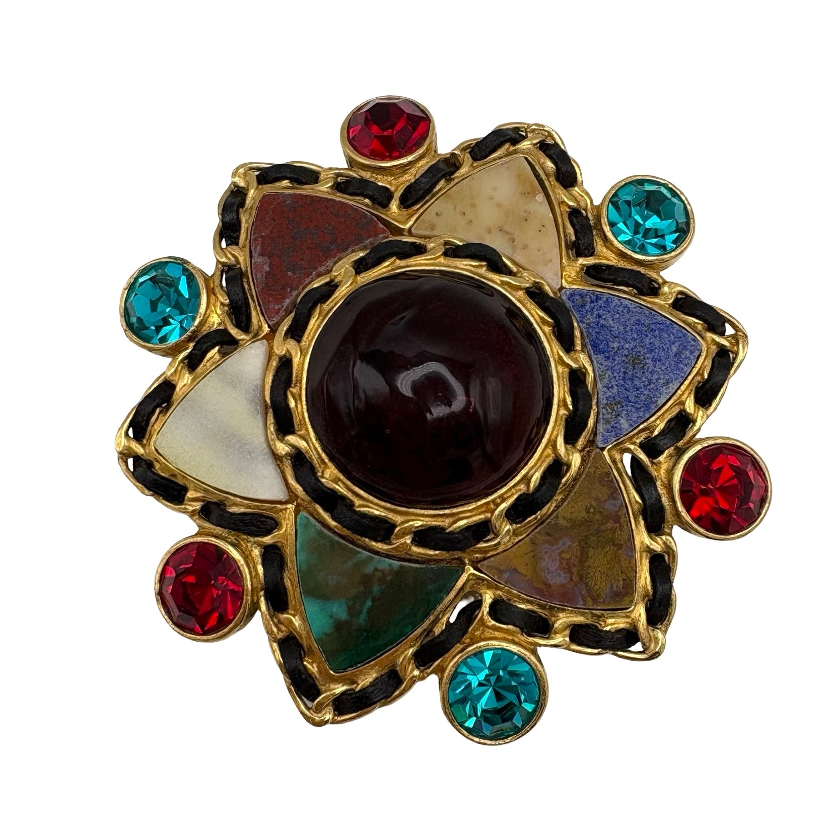 中古】 CHANEL シャネル BROOCH ブローチ 天然石 六芒星 マルチカラー