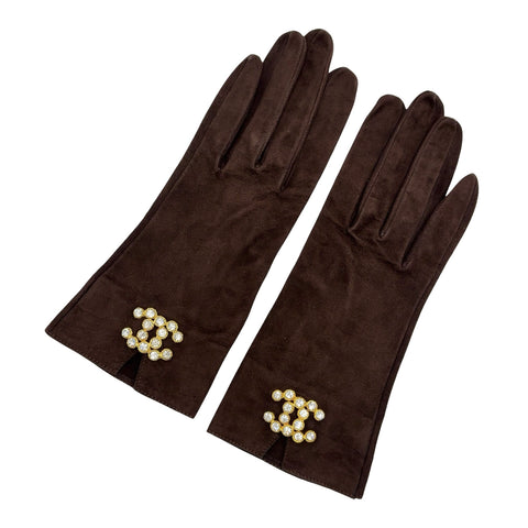 【中古】 CHANEL シャネル GLOVES 手袋  ブラウン スウェード 中古