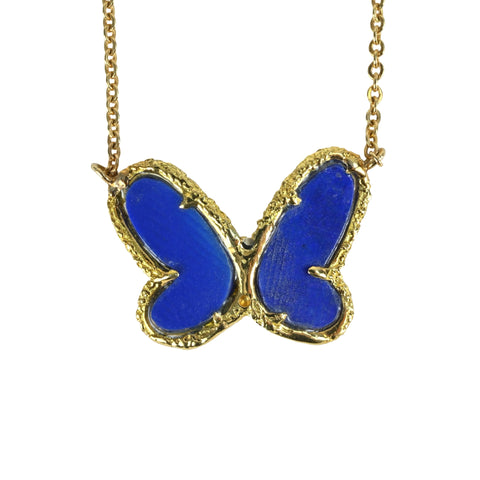 【中古】Van Cleef＆Arpels K18YG  PAPILLON NECKLACE パピヨンラピスラズリ ネックレス 5.1ｇ レディース