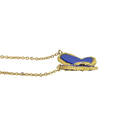 【中古】Van Cleef＆Arpels K18YG  PAPILLON NECKLACE パピヨンラピスラズリ ネックレス 5.1ｇ レディース