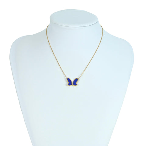 【中古】Van Cleef＆Arpels K18YG  PAPILLON NECKLACE パピヨンラピスラズリ ネックレス 5.1ｇ レディース