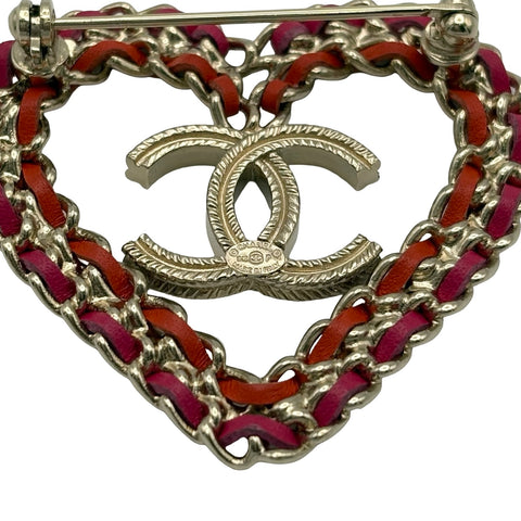 【中古】CHANEL シャネル BROOCH ブローチ レッド/ピンク/ゴールド 中古