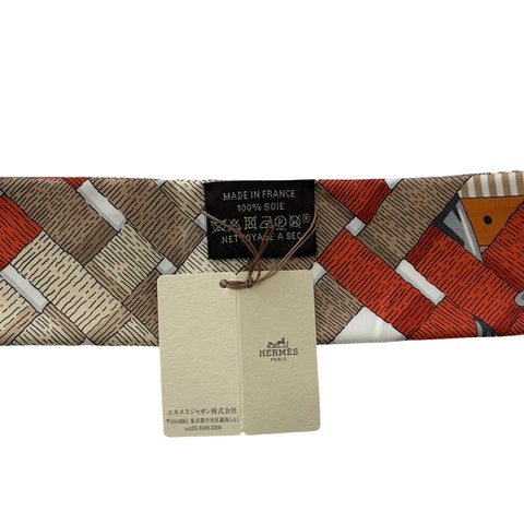 【新品未使用】 Hermes エルメス ツイリー《馬銜・シュミーズ》 TWILLY オランジュ・キュイ / ベージュ / コライユ シルク100% 新品未使用