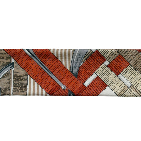 【新品未使用】 Hermes エルメス ツイリー《馬銜・シュミーズ》 TWILLY オランジュ・キュイ / ベージュ / コライユ シルク100% 新品未使用