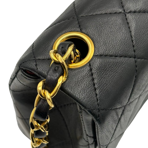 【中古】 CHANEL シャネル MINI MATELASSE ミニマトラッセ ショルダーバッグ 1番台(1990年) ブラック ラムスキン 中古 USED バッグ