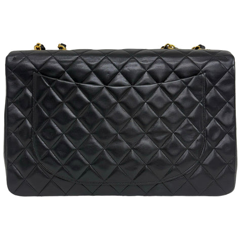 【中古】 CHANEL シャネル JUMBO CLASSIC FLAP デカマトラッセ ショルダーバッグ 3番台(1995年) ブラック ラムスキン ヴィンテージ 中古 USED バッグ