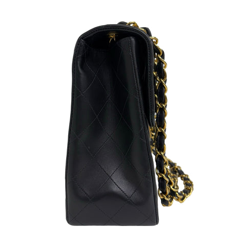 【中古】 CHANEL シャネル JUMBO CLASSIC FLAP デカマトラッセ ショルダーバッグ 3番台(1995年) ブラック ラムスキン ヴィンテージ 中古 USED バッグ