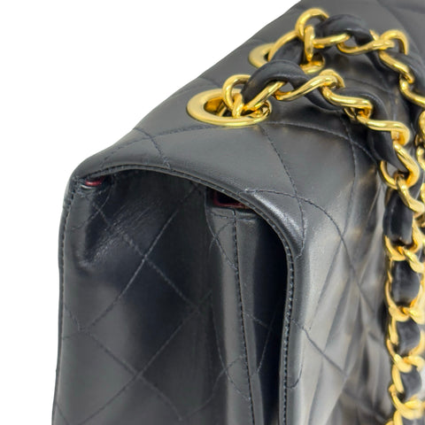 【中古】 CHANEL シャネル JUMBO CLASSIC FLAP デカマトラッセ ショルダーバッグ 3番台(1995年) ブラック ラムスキン ヴィンテージ 中古 USED バッグ