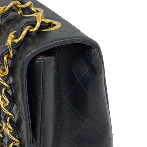 【中古】 CHANEL シャネル JUMBO CLASSIC FLAP デカマトラッセ ショルダーバッグ 3番台(1995年) ブラック ラムスキン ヴィンテージ 中古 USED バッグ