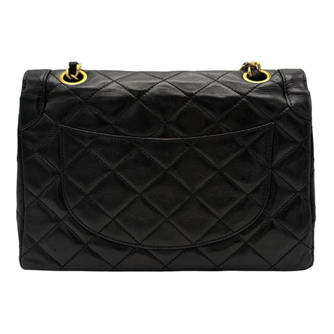 【中古】CHANEL シャネル PARIS LIMITED MATELASSE  DOUBLE FLAP パリ限定 マトラッセ ダブルフラップ ショルダーバッグ 1番台(1990年) ブラック ラムスキン ヴィンテージ 中古 USED バッグ