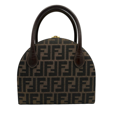 【中古】 FENDI フェンディ ZUCCA HANDBAG ズッカハンドバッグ ショルダーバッグ ブラウン キャンバス 中古 USED バッグ
