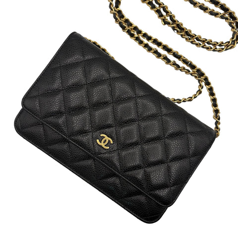 【中古】 CHANEL シャネル チェーンウォレット CHAIN WALLET 29番台(2019-2020年) ブラック キャビアスキン 中古 USED バッグ