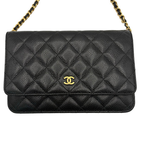 【中古】 CHANEL シャネル チェーンウォレット CHAIN WALLET 29番台(2019-2020年) ブラック キャビアスキン 中古 USED バッグ