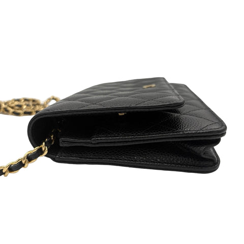 【中古】 CHANEL シャネル チェーンウォレット CHAIN WALLET 29番台(2019-2020年) ブラック キャビアスキン 中古 USED バッグ