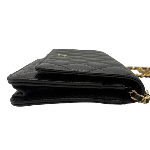 【中古】 CHANEL シャネル チェーンウォレット CHAIN WALLET 29番台(2019-2020年) ブラック キャビアスキン 中古 USED バッグ