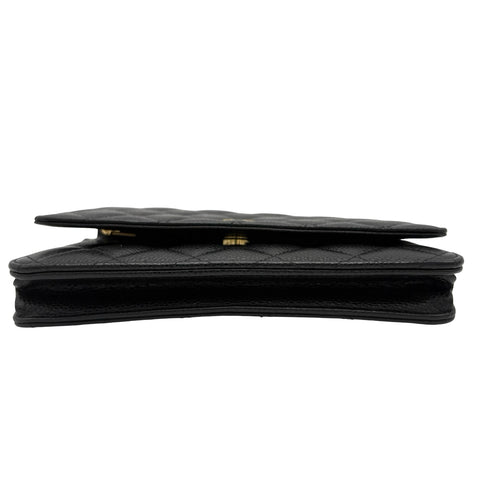 【中古】 CHANEL シャネル チェーンウォレット CHAIN WALLET 29番台(2019-2020年) ブラック キャビアスキン 中古 USED バッグ