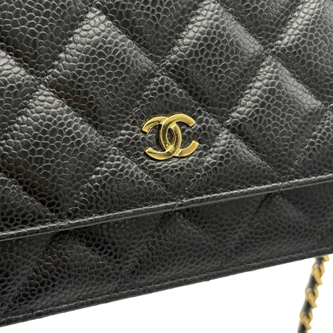 【中古】 CHANEL シャネル チェーンウォレット CHAIN WALLET 29番台(2019-2020年) ブラック キャビアスキン 中古 USED バッグ