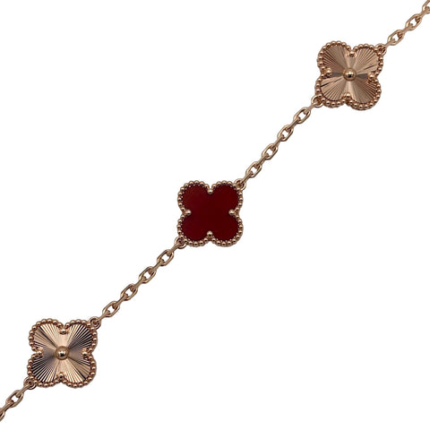 【未使用品】Van Cleef＆Arpels  ヴァンクリーフ＆アーペル K18PG VINTAGE ALHAMBRA BRACELET ヴィンテージ アルハンブラ ブレスレット、5モチーフ 18K ローズ ゴールド， カーネリアン