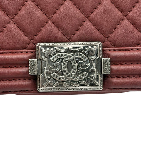 【中古】 CHANEL シャネル BOY CHANEL ボーイシャネル ショルダーバッグ 19番台(2014年) ワイレッド レザー 中古 USED バッグ