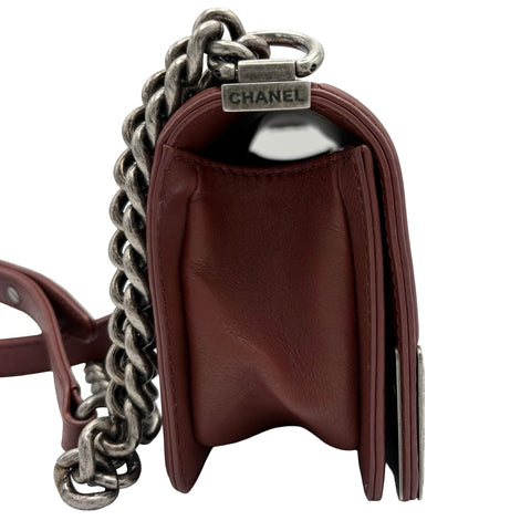 【中古】 CHANEL シャネル BOY CHANEL ボーイシャネル ショルダーバッグ 19番台(2014年) ワイレッド レザー 中古 USED バッグ