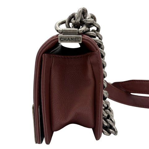 【中古】 CHANEL シャネル BOY CHANEL ボーイシャネル ショルダーバッグ 19番台(2014年) ワイレッド レザー 中古 USED バッグ