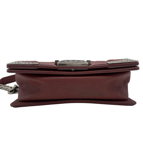 【中古】 CHANEL シャネル BOY CHANEL ボーイシャネル ショルダーバッグ 19番台(2014年) ワイレッド レザー 中古 USED バッグ