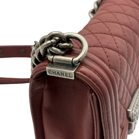 【中古】 CHANEL シャネル BOY CHANEL ボーイシャネル ショルダーバッグ 19番台(2014年) ワイレッド レザー 中古 USED バッグ