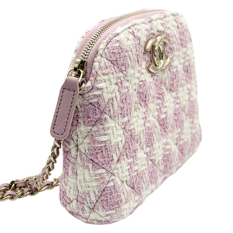 【美品】 CHANEL シャネル MINI SHOULDER BAG ミニショルダーバッグ ランダム番(2021年~) ピンク ツイード 中古 USED バッグ