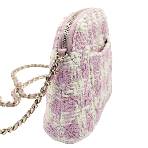 【美品】 CHANEL シャネル MINI SHOULDER BAG ミニショルダーバッグ ランダム番(2021年~) ピンク ツイード 中古 USED バッグ