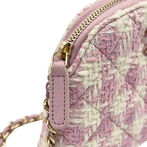 【美品】 CHANEL シャネル MINI SHOULDER BAG ミニショルダーバッグ ランダム番(2021年~) ピンク ツイード 中古 USED バッグ