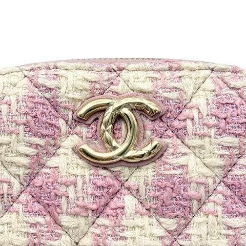 【美品】 CHANEL シャネル MINI SHOULDER BAG ミニショルダーバッグ ランダム番(2021年~) ピンク ツイード 中古 USED バッグ