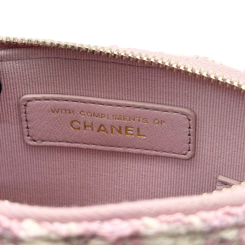 【美品】 CHANEL シャネル MINI SHOULDER BAG ミニショルダーバッグ ランダム番(2021年~) ピンク ツイード 中古 USED バッグ