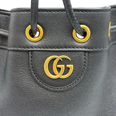 【中古】 GUCCI グッチ BAMBOO DIANA 2WAY DRAWSTRING BAG バンブー ダイアナ 2WAY巾着バッグ ショルダーバッグブラック レザー 中古 USED バッグ