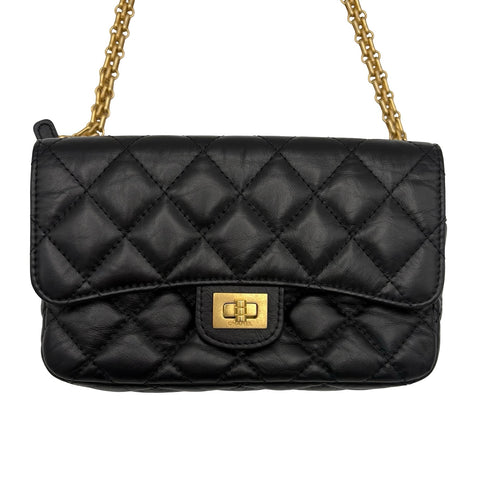 【美品】 CHANEL シャネル MINI CHAIN SHOULDER BAG ミニチェーンショルダーバッグ チェーンウォレット ランダム番(2021年~) ブラック ラムスキン 中古 USED バッグ