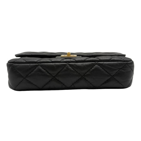 【美品】 CHANEL シャネル MINI CHAIN SHOULDER BAG ミニチェーンショルダーバッグ チェーンウォレット ランダム番(2021年~) ブラック ラムスキン 中古 USED バッグ