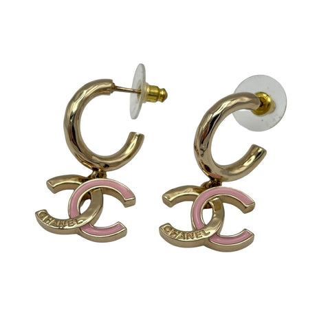 【中古】 CHANEL シャネル ENAMEL COCOMARK EARRINGS エナメルココマークピアス ゴールド/ピンク GP 中古