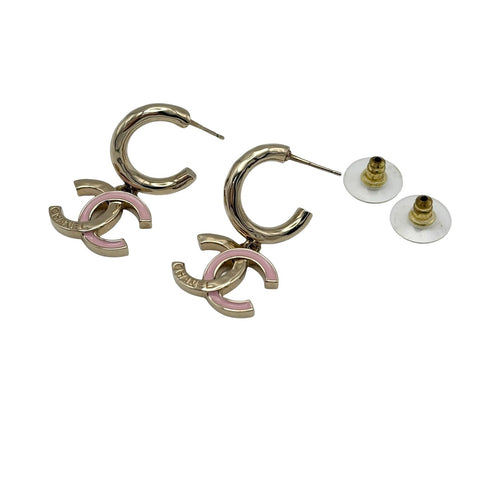 【中古】 CHANEL シャネル ENAMEL COCOMARK EARRINGS エナメルココマークピアス ゴールド/ピンク GP 中古