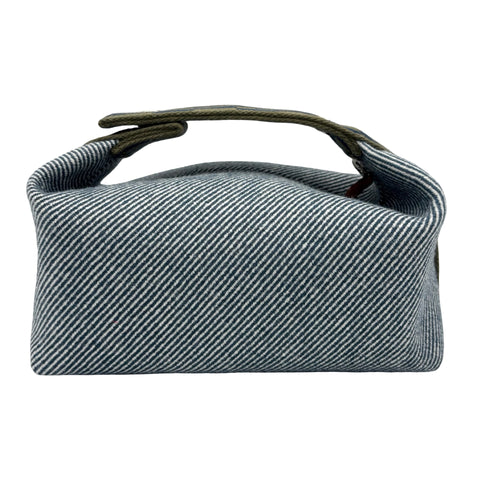 【美品】 Hermes エルメス BRIDE A BRAC PM ブリッドアブラックPM ハンドバッグ カーキ/ブルー コットンキャンバス 中古 USED バッグ